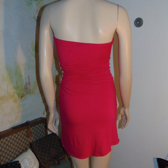 SKY Strapless Mini DressY2K Artsy Jeweled Tigers Pink Bodycon Mob Wife Elegant - Picture 7 of 11